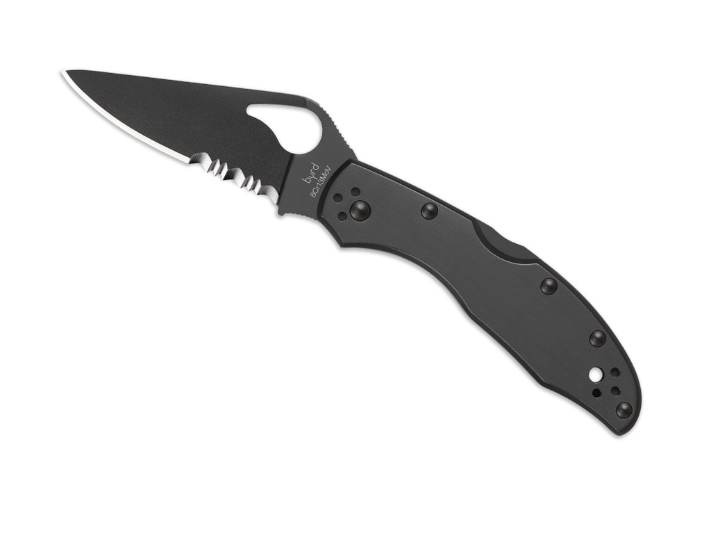 Byrd Meadowlark 2 Knife BY04BKPS2 Black 2.99" ComboEdge Blade Black Steel Handle