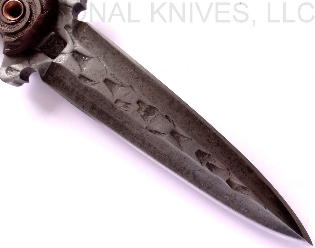 REFERENCE ONLY - RMJ Tactical Custom Valhalla Raider Dagger Fixed Blade Knife, 5.5" Plain Double Edge 80CRV2 Blade, Black Walnut Handle and Sheath