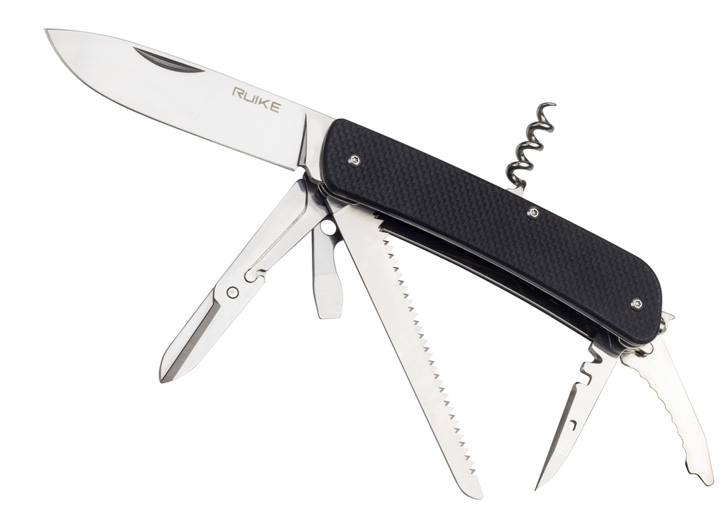 Ruike Knives Criterion L42-B Multitool Knife 3.4" Blade Black G-10 - 19-Function