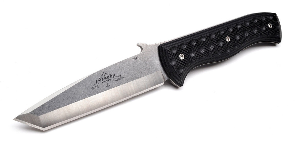 Emerson Knives CQC-7 FB SF Fixed Blade Knife, Satin 4.187" Plain Edge 154CM Blade, Black G-10 Handle, Kydex Sheath
