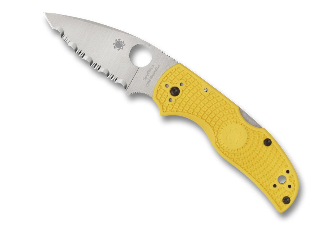 Spyderco Native 5 Salt Folding Knife C41SYL5 Serrated Magnacut Blade Yellow FRN