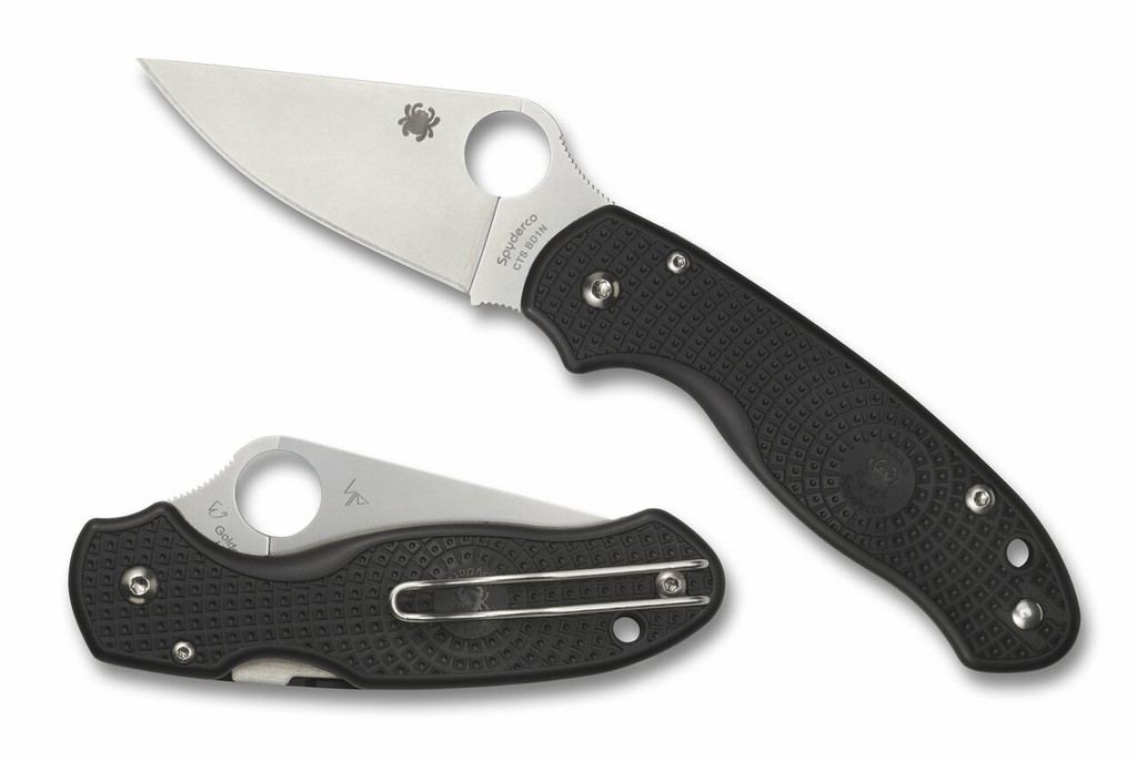 Spyderco Para 3 Lightweight Knife C223PBK Satin Plain Edge BD1N Blade Black FRN