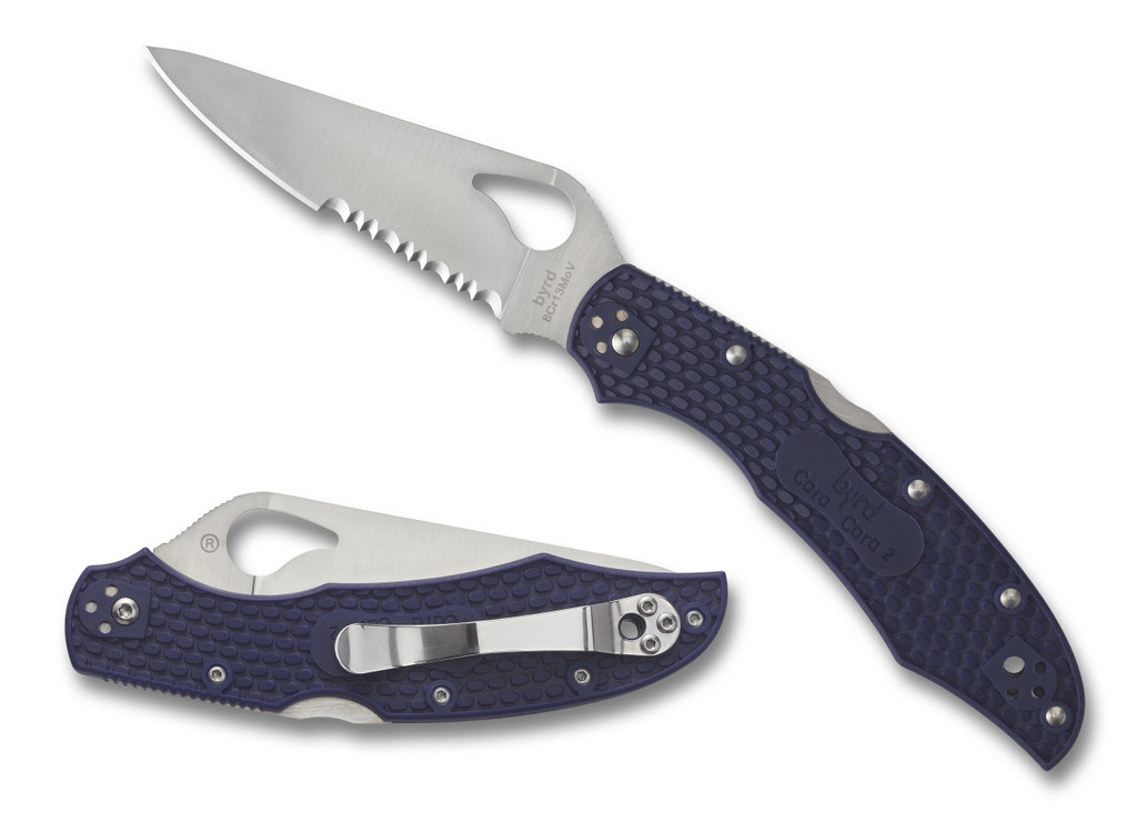 Byrd Cara Cara 2 Folding Knife BY03PSBL2 3.75" Combo Edge Blade Blue FRN Handle