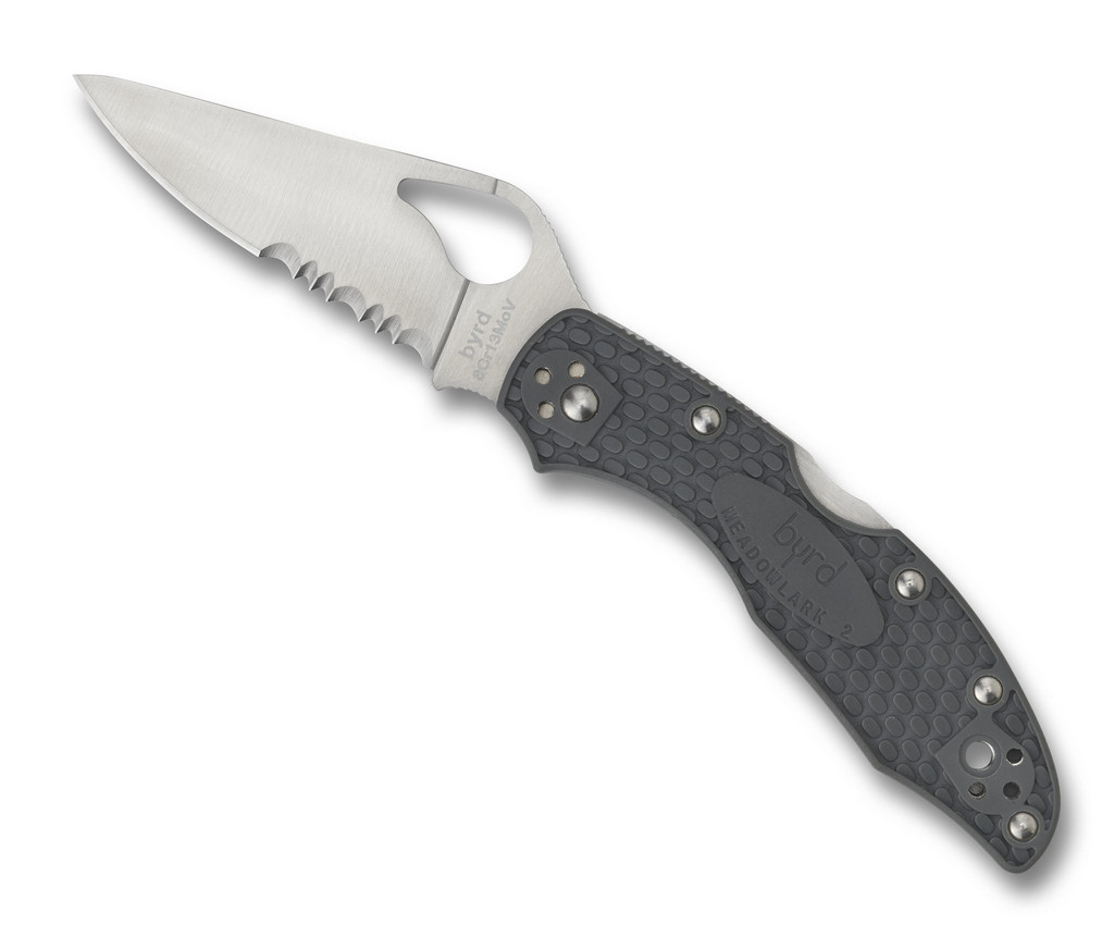 Byrd Meadowlark 2 Folding Knife BY04PSGY2 2.87" Combo Edge Blade Gray FRN Handle