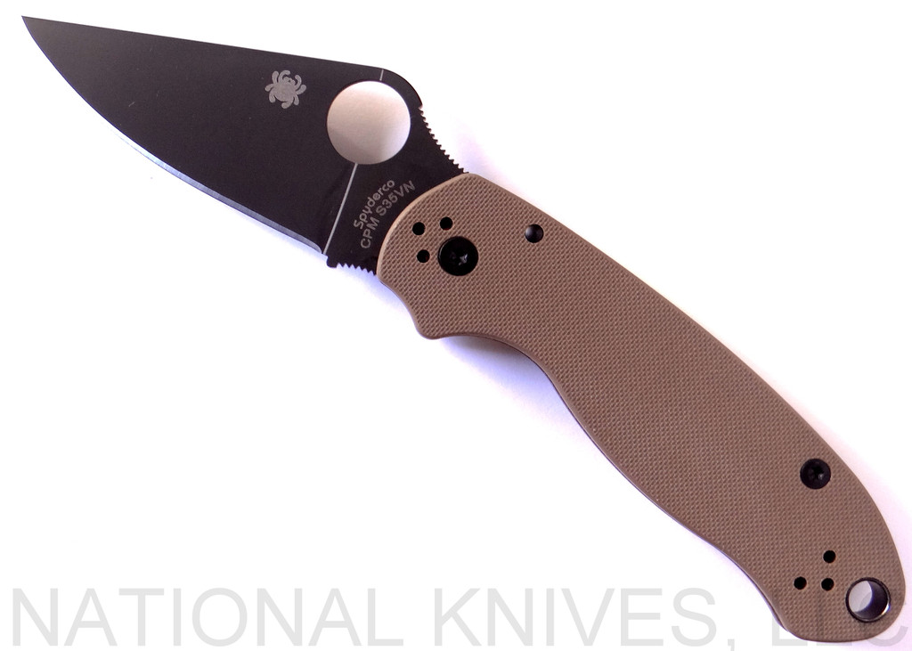 REFERENCE ONLY - Spyderco Para 3 Knife C223GPBNBK Black S35VN Blade Brown G10