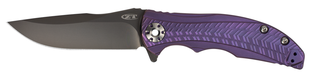 REFERENCE ONLY - Zero Tolerance 0609PUR Sprint Run Folding Knife, 20CV 3.4" Plain Edge Blade, Purple Titanium Handle