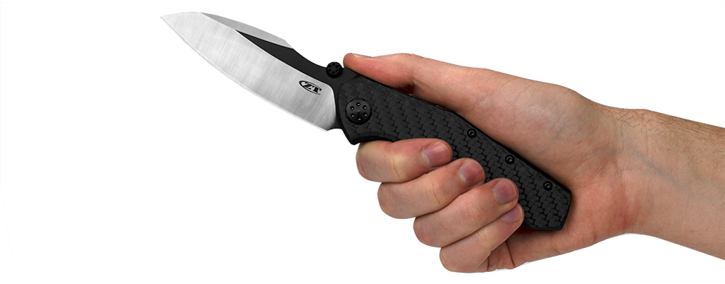REFERENCE ONLY - Zero Tolerance 0850CF Sprint Run Folding Knife, 2-Tone 3.75" Plain Edge Blade, Black Carbon Fiber Handle