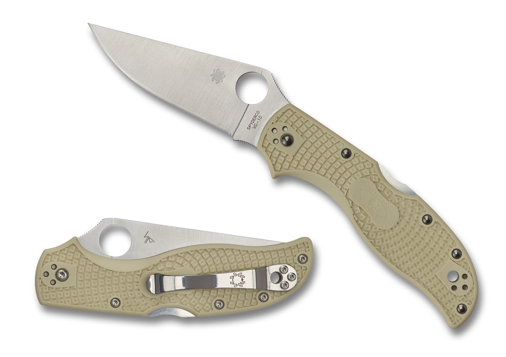 REFERENCE ONLY - Spyderco Stretch 2 Sprint Run C90FPIV2 Folding Knife, 3.437" Plain Edge Blade, Ivory FRN Handle