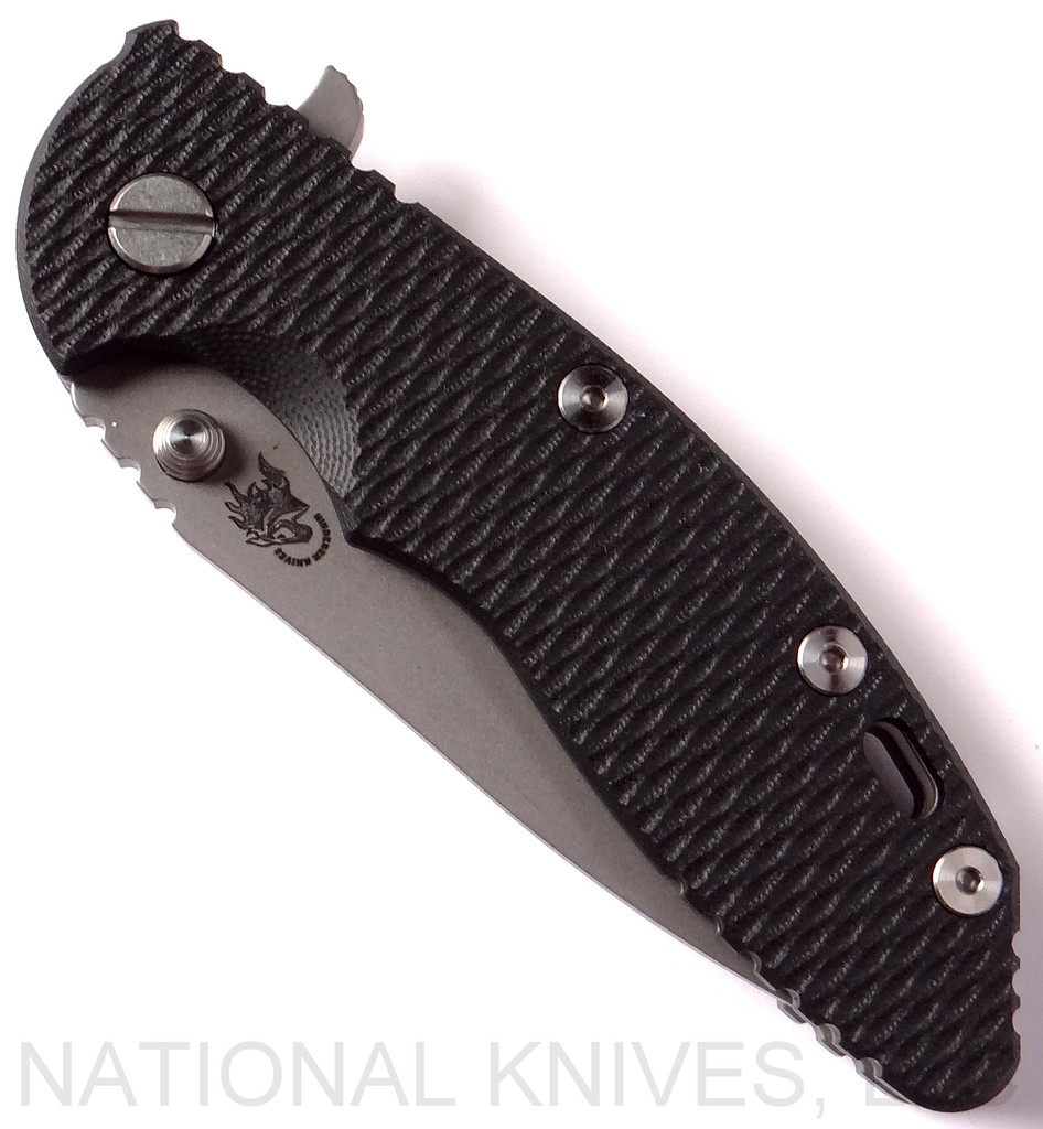 Rick Hinderer Knives XM-18 Slicer Folding Knife, Working Finish 3.5" Plain Edge 20CV Blade, Working Finish Lockside, Black G-10 Handle - Tri-Way Pivot