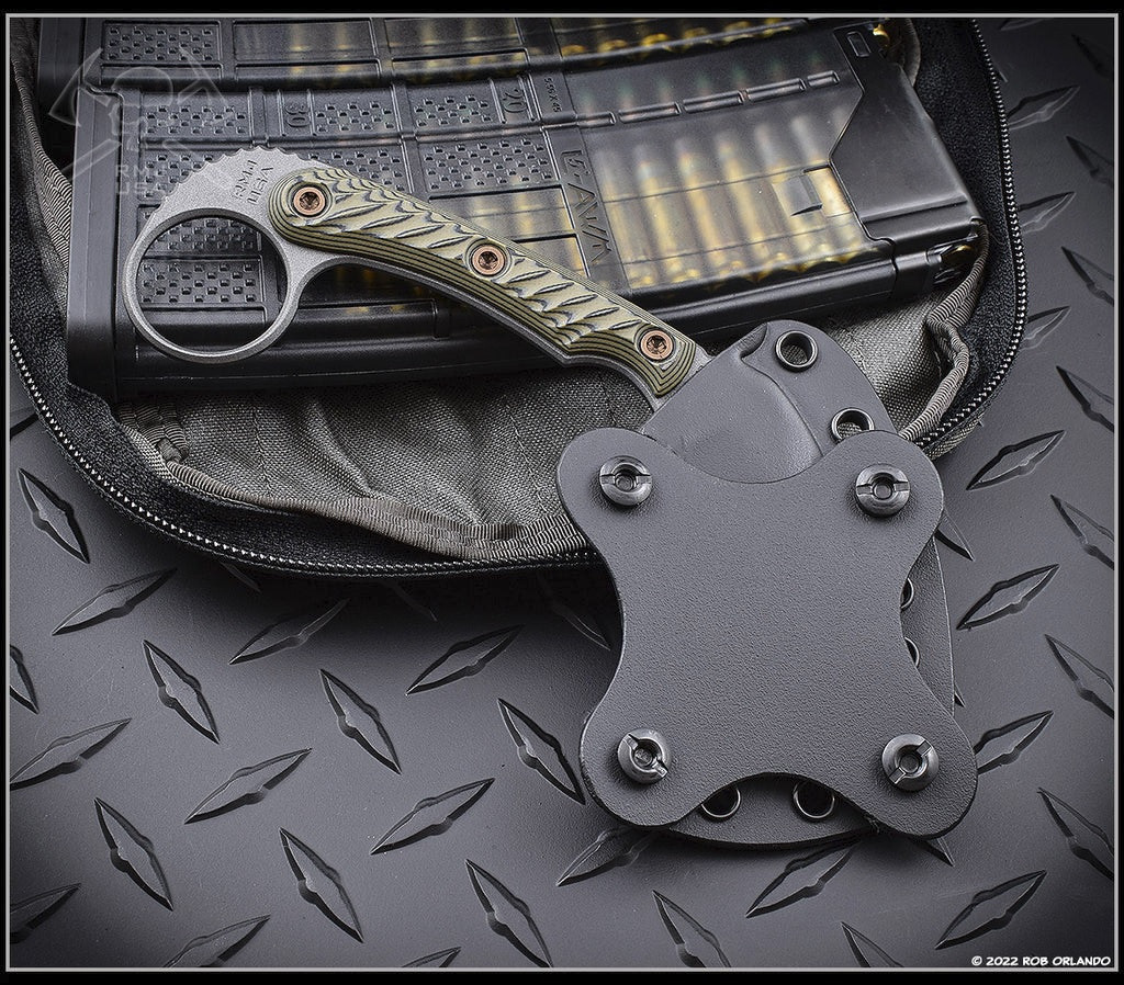 RMJ Tactical Korbin Karambit Fixed Blade Knife 3" Nitro-V Blade Dirty Olive G-10