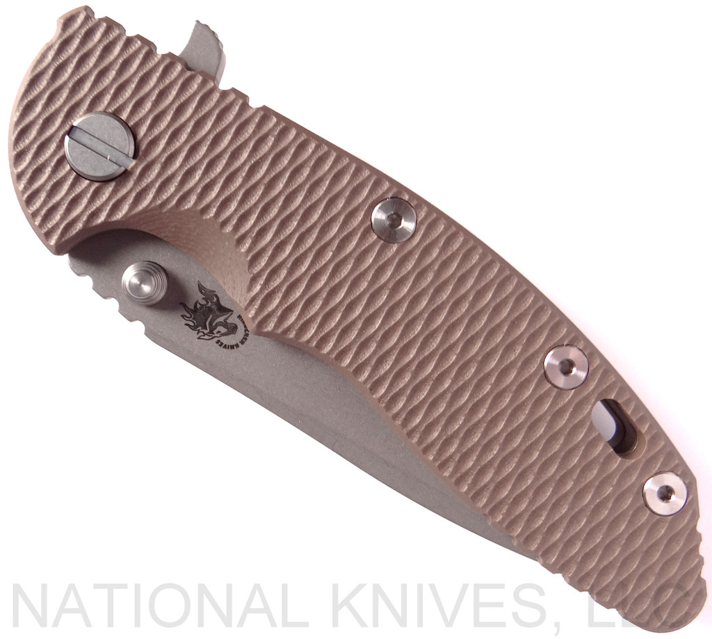 Rick Hinderer Knives XM-18 Spanto Folding Knife, Working Finish 3.5" Plain Edge 20CV Blade, Battle Bronze Lockside, Flat Dark Earth G-10 Handle - Tri-Way Pivot