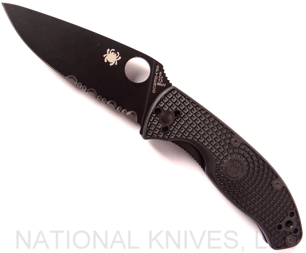 Spyderco Tenacious Lightweight Knife C122PSBBK Black Combo Edge Blade Black FRN