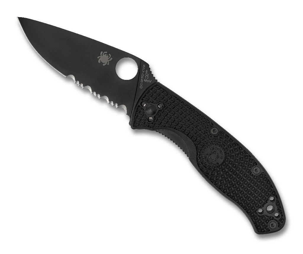Spyderco Tenacious Lightweight Knife C122PSBBK Black Combo Edge Blade Black FRN