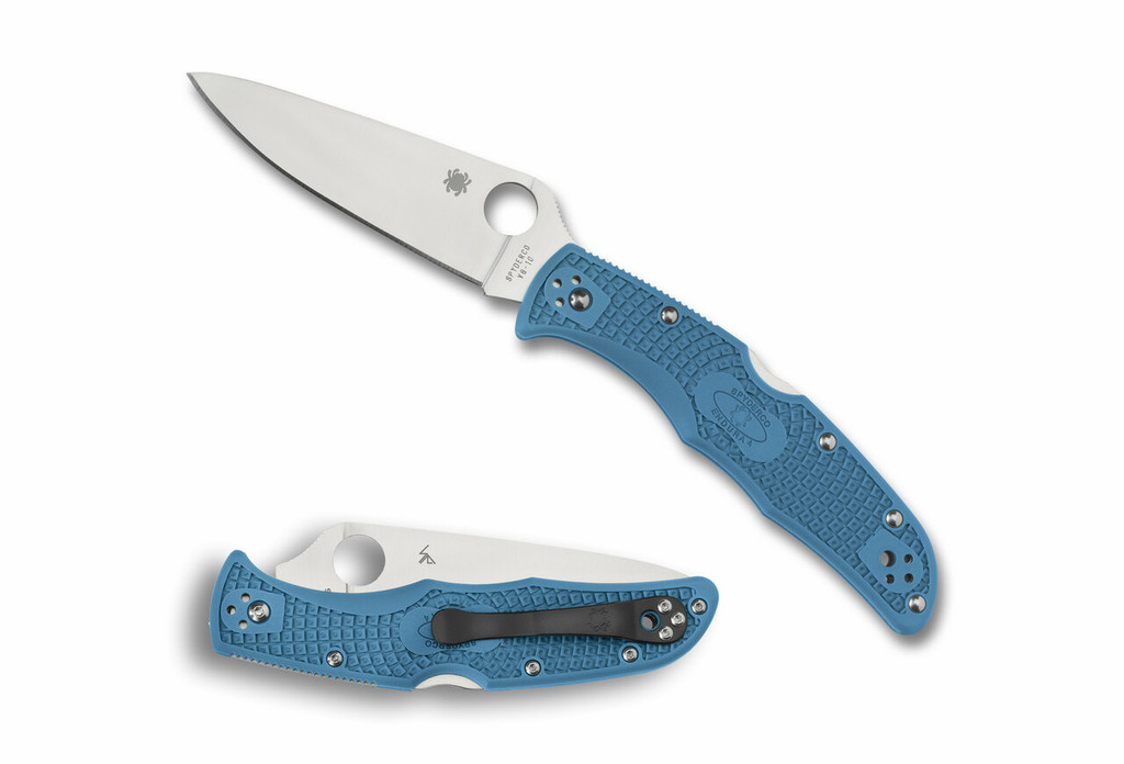 Spyderco Endura 4 Folding Knife C10FPBL Plain Edge VG-10 Blade Blue FRN Handle