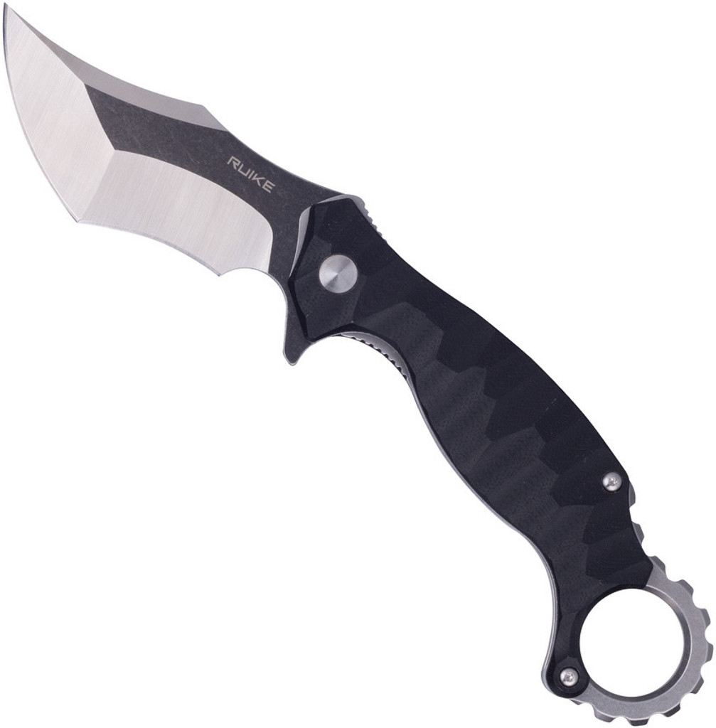 Ruike Knives Karambit Knife P881-B1 3" PlainEdge 14C28N Blade Black G-10 Handle