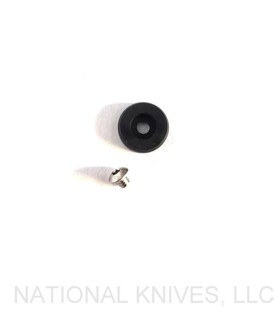 Rick Hinderer Knives Lock Bar Stabilizer - obverse.  Black stainless steel construction.  Model K0030002NC.
