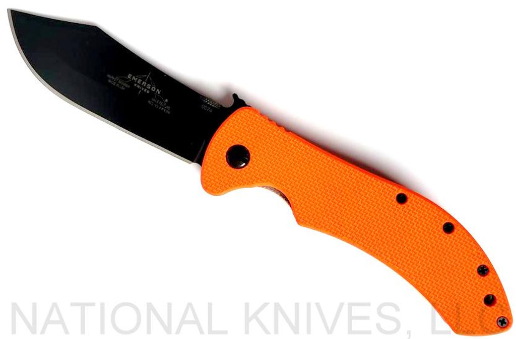 Emerson Knives Market Skinner BT Knife Black Plain Edge 154CM Blade Orange G-10