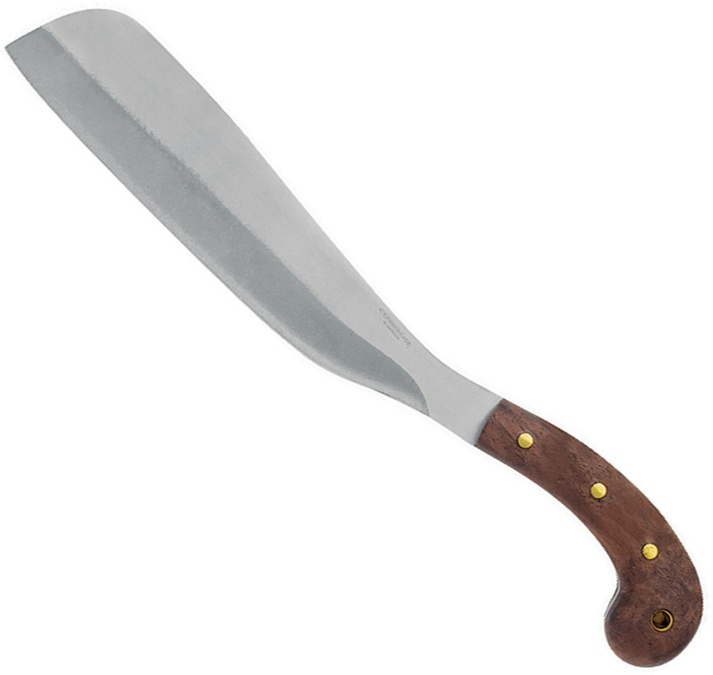 Condor Tool and Knife Village Parang machete - shown out of sheath reverse.  420HC stainless steel plain edge blade.  Wood handle.  Model CTK419-12SS.
For reference only.