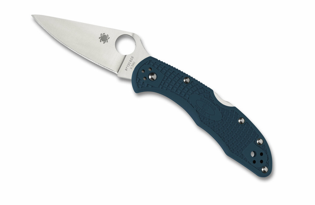 Spyderco Delica 4 Knife C11FPK390 2.9" Plain Edge K390 Blade Blue FRN Handle