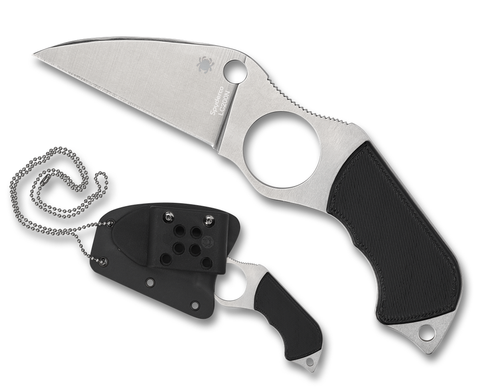 Spyderco Swick 6 Small Fixed Blade Knife FB14P6 LC200N PlainEdge Blade Black G10