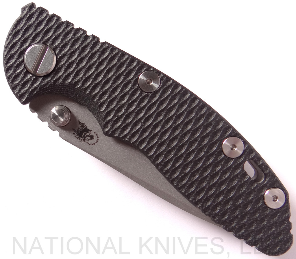 Rick Hinderer Knives XM-18 Spearpoint Non-Flipper Folding Knife, Working Finish 3.0" Plain Edge 20CV Blade, Working Finish Lockside, Black G-10 Handle - Tri-Way Pivot