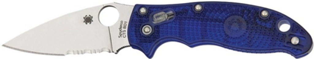 Spyderco Manix 2 Lightweight folding knife with thumb hole - shown open presentation side.  CTS-BD1 stainless steel combo edge blade.  Blue FRCP handle.  Model C101PSBL2.
For reference only.