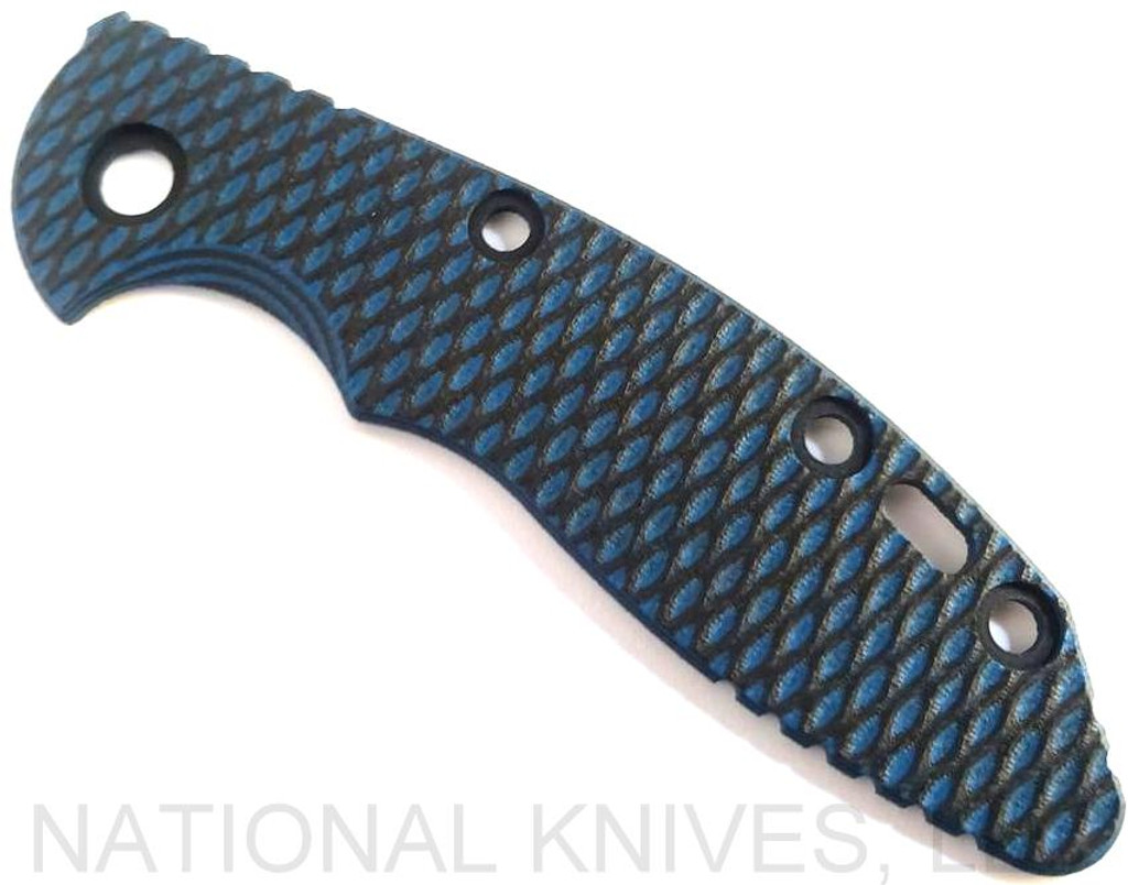 Rick Hinderer Knives Textured G-10 handle scale - obverse.  Fits 3.0" XM-18.  Blue - Black color.  Model K010100700-BB.