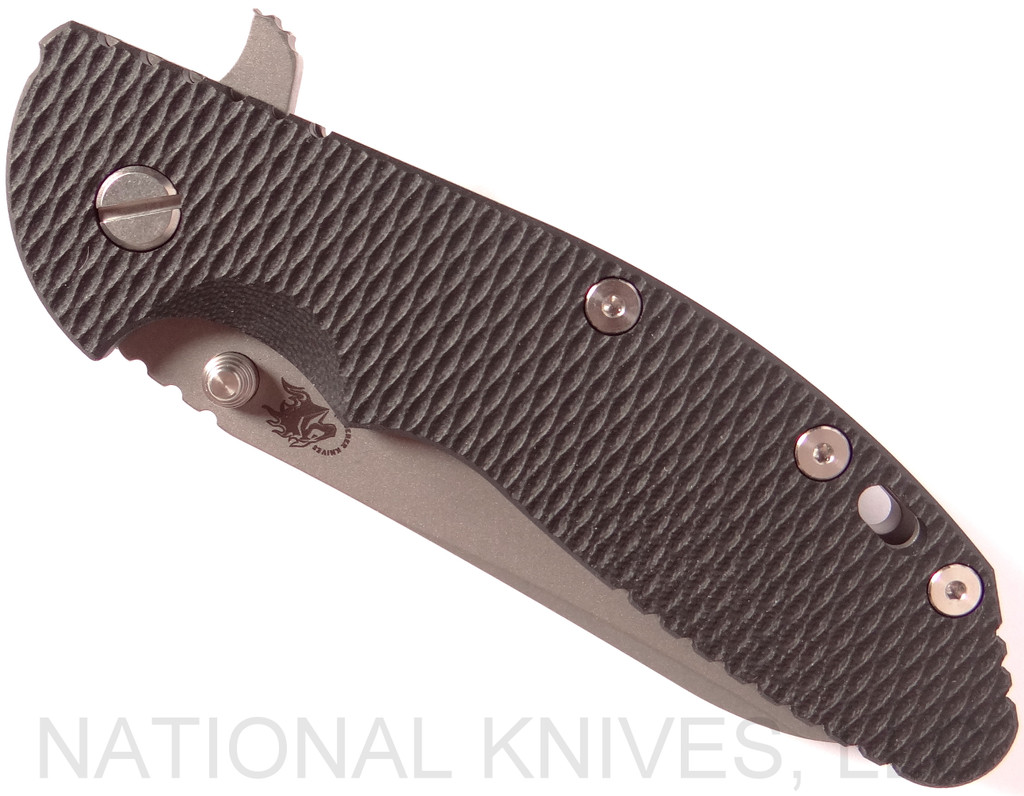 Rick Hinderer Knives XM-24 Sheepsfoot Flipper Knife, Working Finish CPM-20CV  Plain Edge Blade, Working Finish Lockside, Black G-10 Handle - Tri-Way Pivot