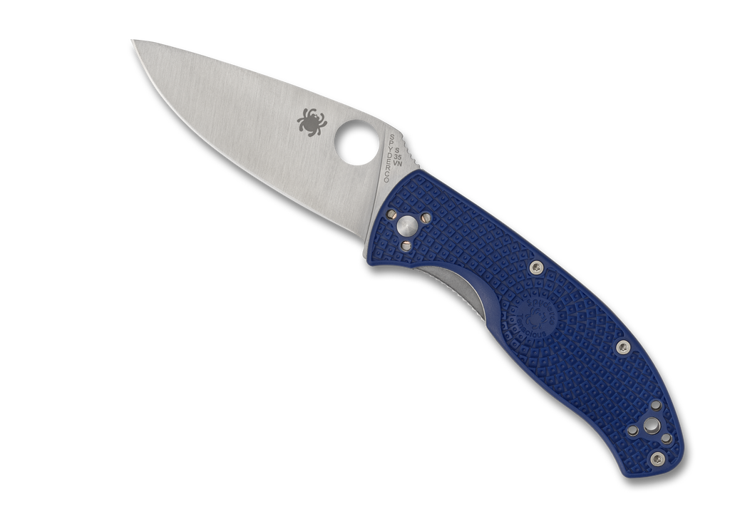 Spyderco Tenacious Lightweight Knife C122PBL Plain Edge CPM-S35VN Blade Blue FRN