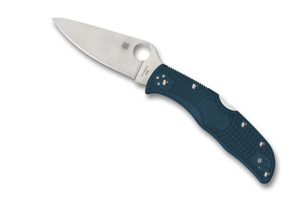 Spyderco Endela Knife C243FPK390 3.41" Plain Edge K390 Blade Blue FRN Handle