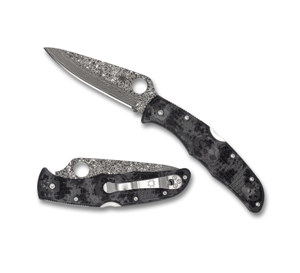 REFERENCE ONLY - Spyderco Endura 4 Knife C10ZPGYD Damascus Blade Black Gray FRN