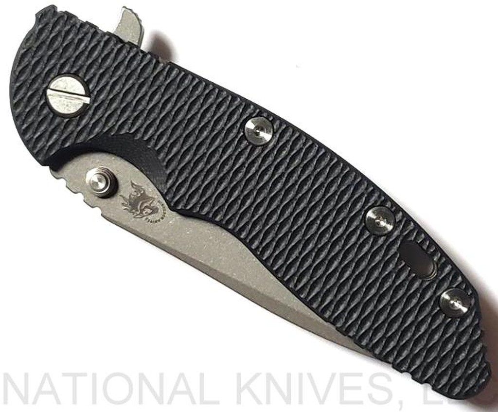 Rick Hinderer Knives XM-18 Spanto Folding Knife, Working Finish 3.5" Plain Edge S45VN Blade, Battle Bronze Lockside, Black G-10 Handle - Tri-Way Pivot