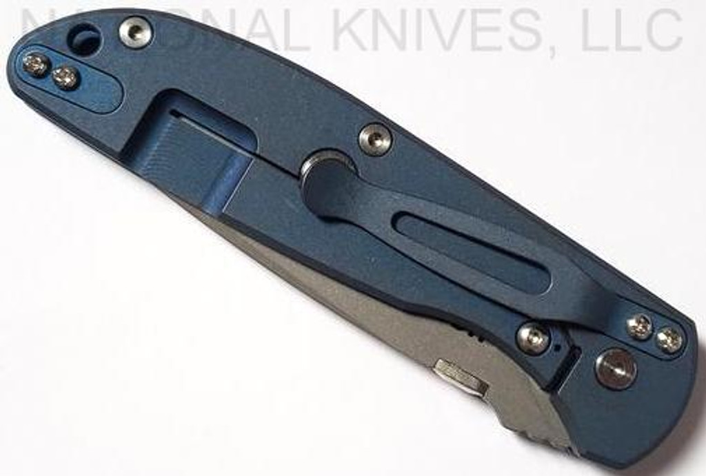 Rick Hinderer Knives Firetac Recurve Folding Knife, Working Finish 3.5625" Plain Edge 20CV Blade, Battle Blue Lockside, Blue G-10 Handle - Tri-Way Pivot