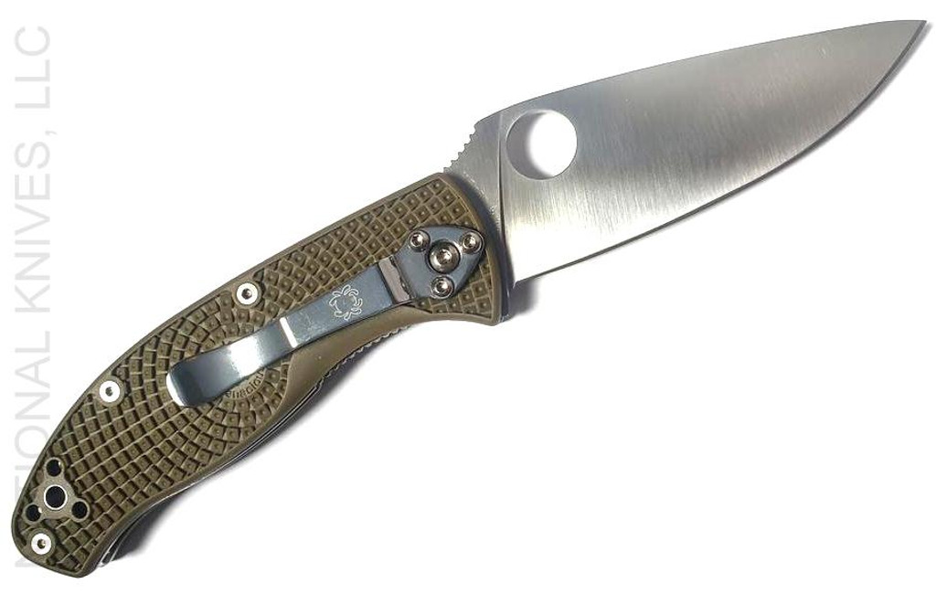 Spyderco Tenacious Lightweight Knife C122POD Satin Plain Edge Blade OD Green FRN