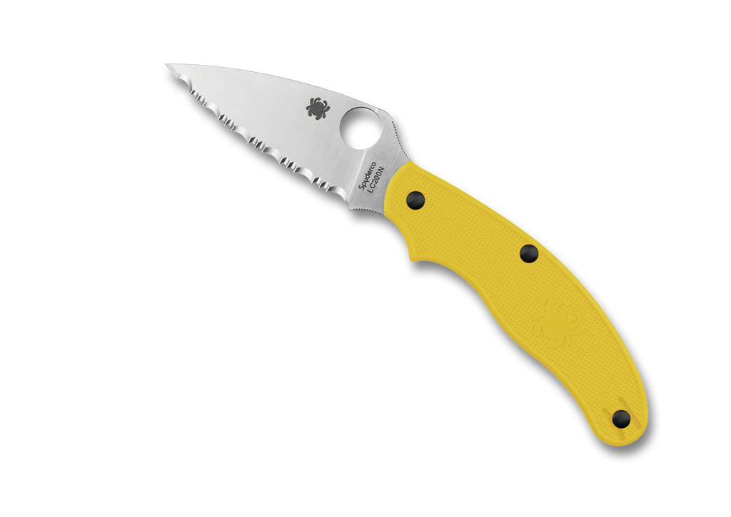 Spyderco UK Penknife Salt Slipit Knife C94SYL 2.93" Serrated LC200N Blade Yellow