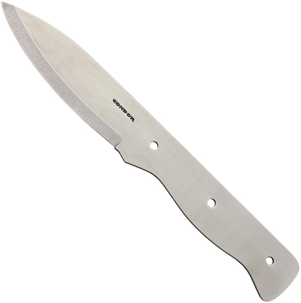 Condor Tool and Knife Bushlore Blade Blank - obverse shown.  1075 steel plain edge blade.  No handle.  Model CB232-4.3HC.