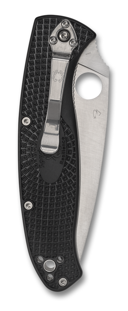 Spyderco Resilience Lightweight Knife C142PSBK Satin Combo Edge Blade Black FRN