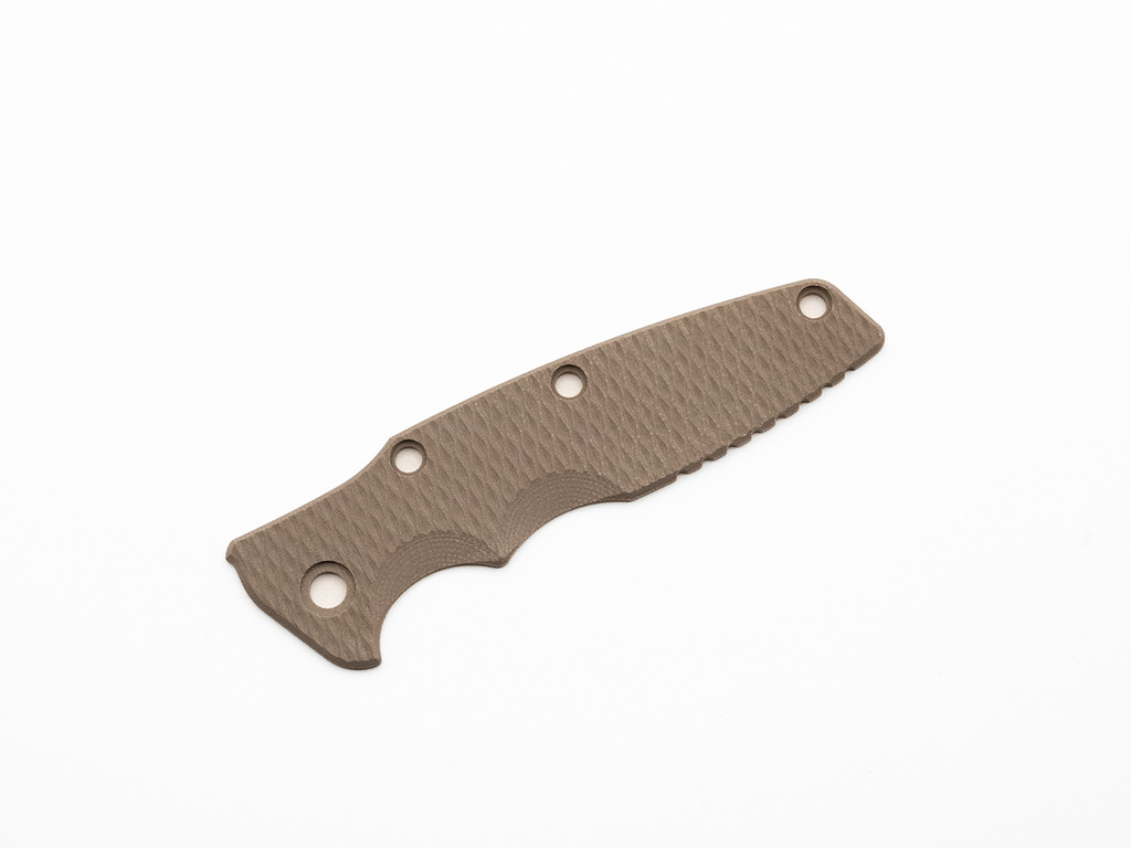 Rick Hinderer Knives Textured G-10 handle scale to fit Eklipse 3.5" - shown obverse.  FDE. 
