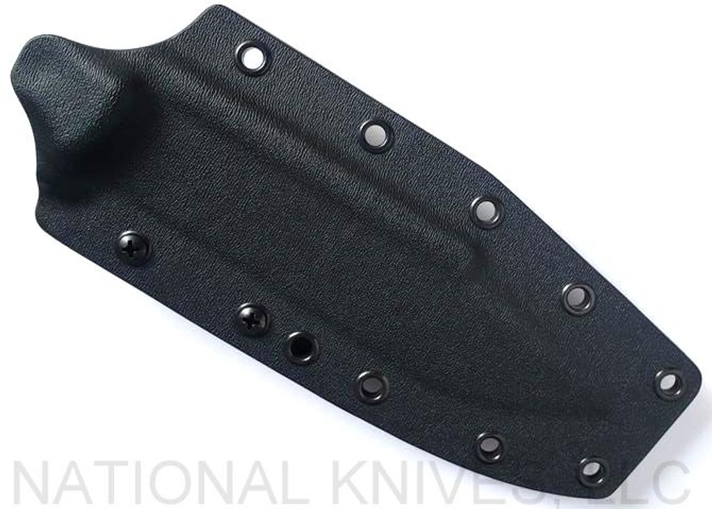 Rick Hinderer Knives FieldTac 6.0 Harpoon Spanto fixed blade knife - black Kydex sheath only obverse.  Stonewash Nitro-V stainless steel plain edge blade.  Burgundy Micarta handle.  Model KFTAC60KYSH.