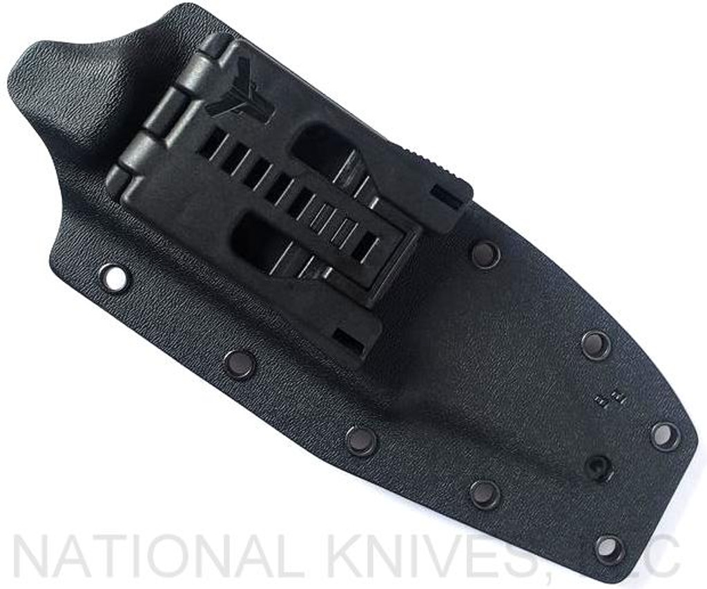 Rick Hinderer Knives FieldTac 6.0 Harpoon Spanto fixed blade knife - black Kydex sheath only reverse.  Stonewash Nitro-V stainless steel plain edge blade.  Burgundy Micarta handle.  Model KFTAC60KYSH.