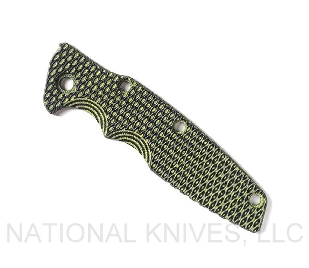 Rick Hinderer Knives Textured G-10 handle scale to fit Eklipse 3.5" - shown obverse.  Yellow and black. 