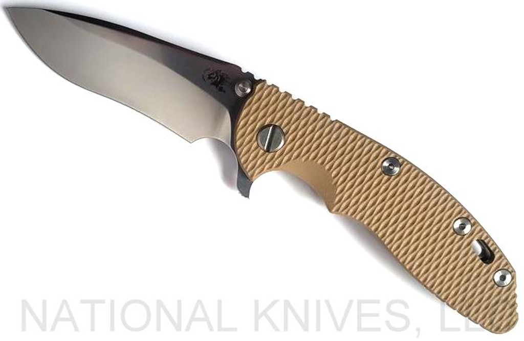 Rick Hinderer Knives XM-18 Recurve Knife Stonewashed 3.5" 20CV Blade Coyote G-10