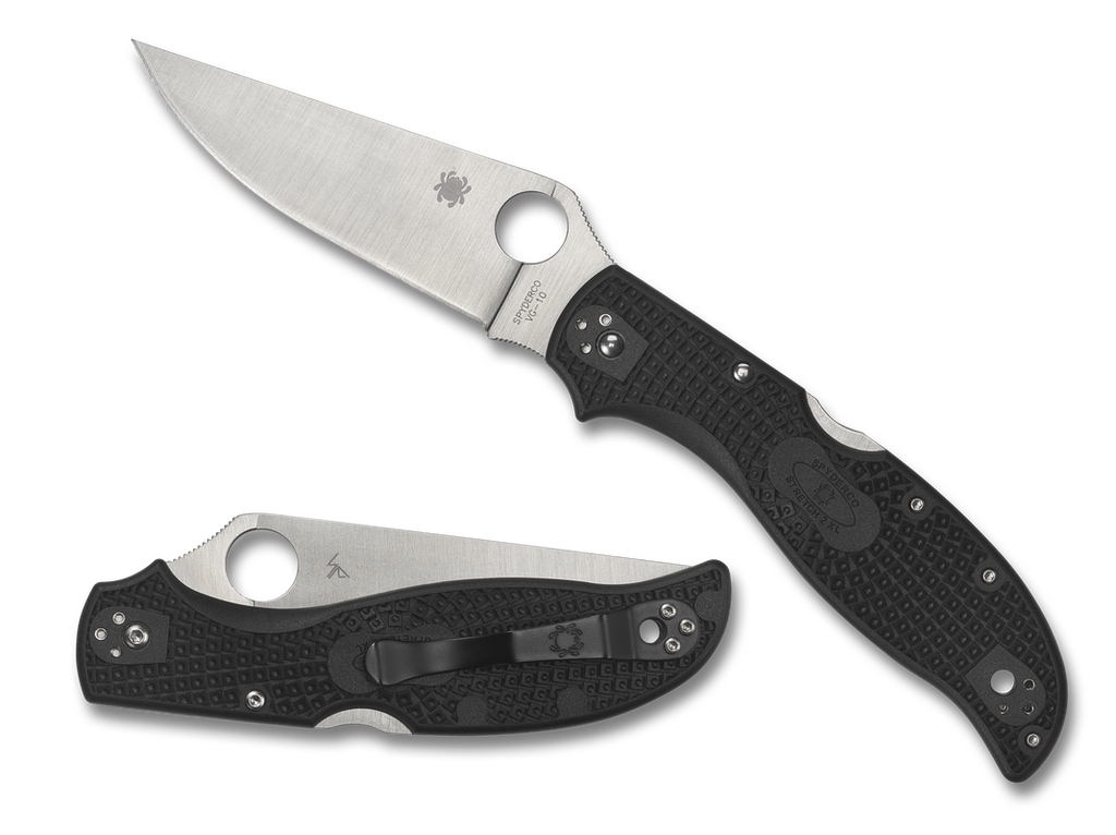 Spyderco Stretch 2 XL Knife C258PBK 3.92" PlainEdge VG-10 Blade Black FRN Handle