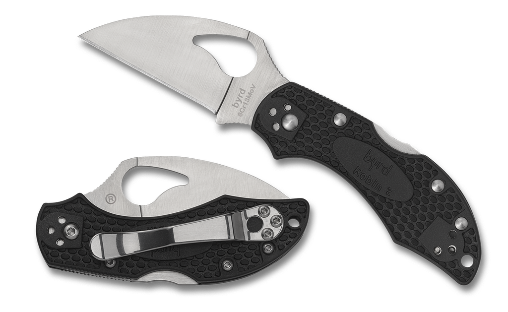 Byrd Robin 2 Wharncliffe Knife BY10PBKWC2 2.35" PlainEdge Blade Black FRN Handle