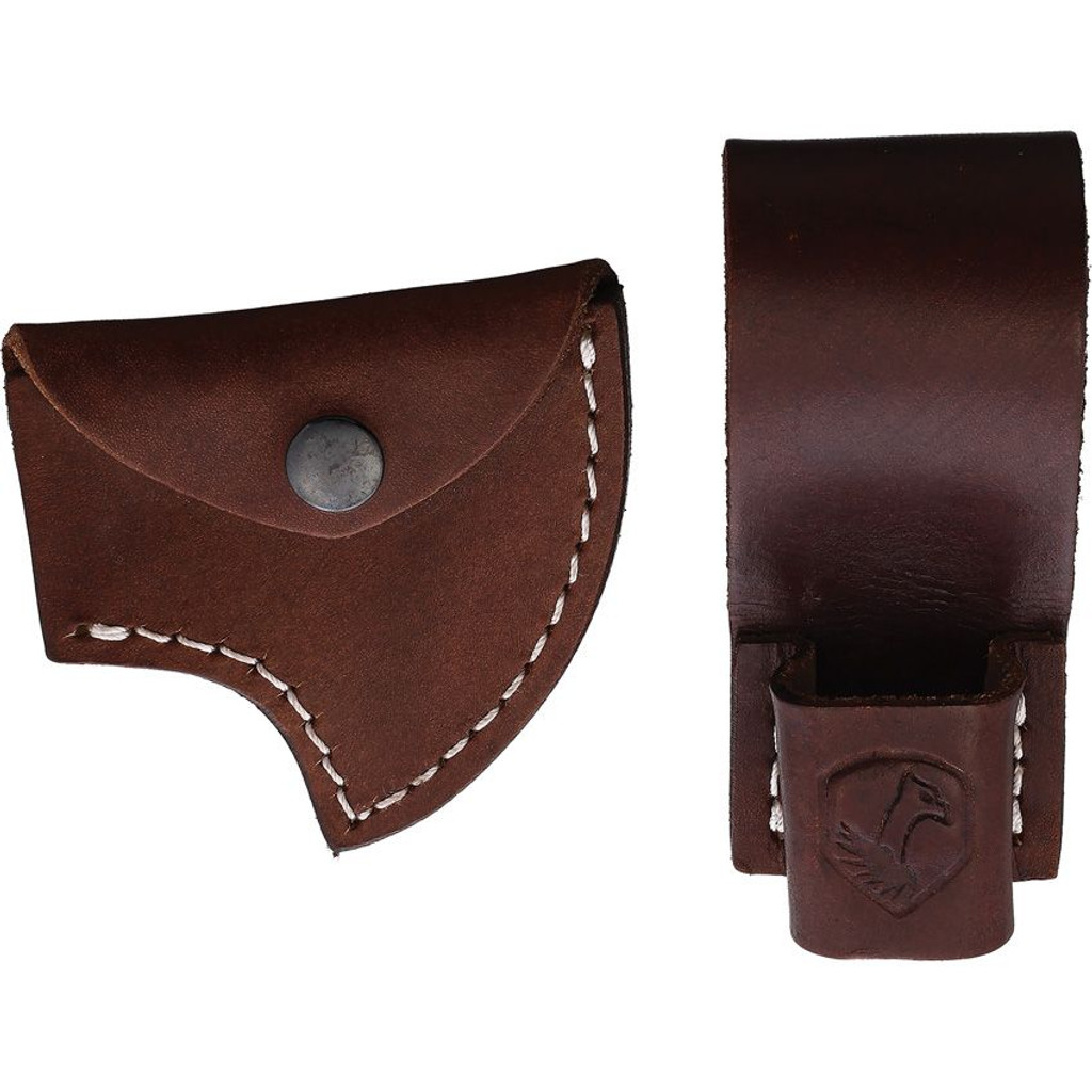 Condor Tool and Knife Tactical P.A.S.S. Hawk Axe - sheath only shown.  1075 HC steel plain edge head.  Brown Micarta handle.  Model CTK1826-15HC.
