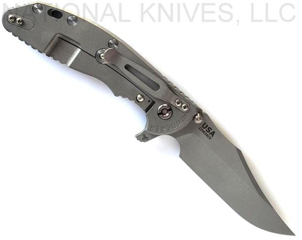 Rick Hinderer Knives XM-24 Bowie Knife WF 4" 20CV Blade WF L/S Blue-Black G-10