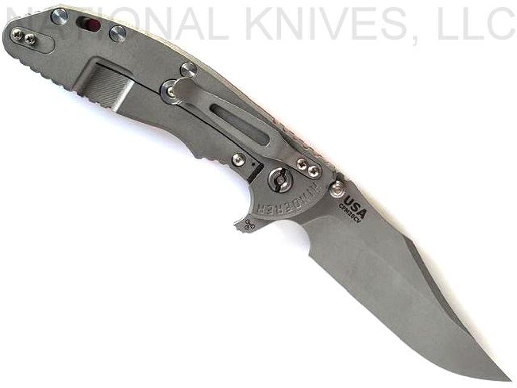 Rick Hinderer Knives XM-24 Bowie Knife WF 4" 20CV Blade WF L/S Red G-10