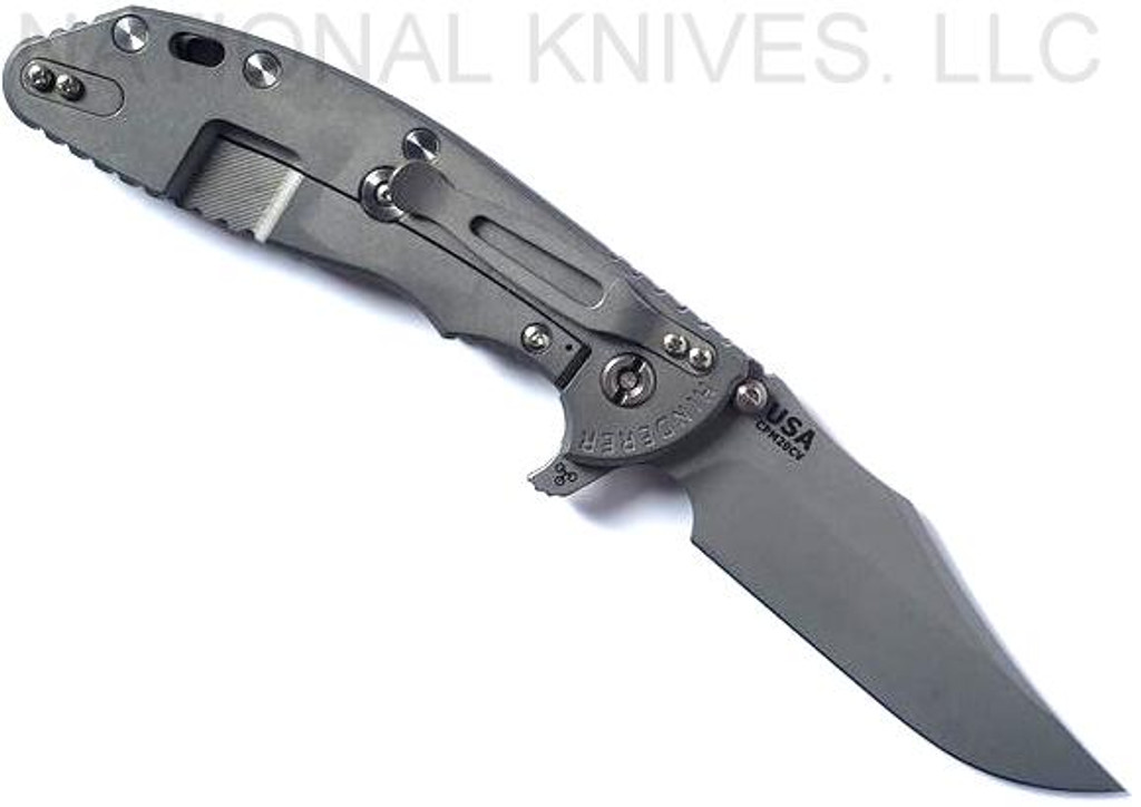 Rick Hinderer Knives XM-24 Bowie Knife WF 4" 20CV Blade WF L/S Black G-10