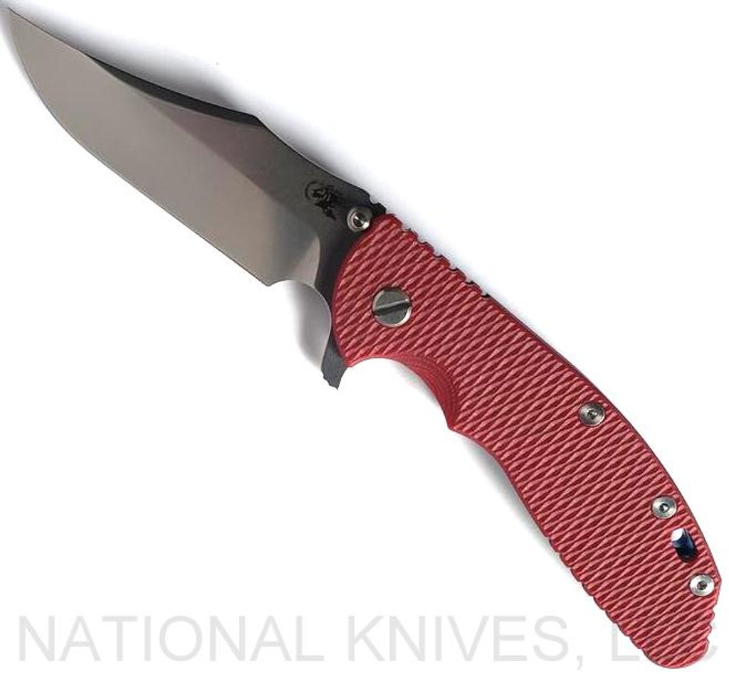 Rick Hinderer Knives XM-24 Bowie Knife SW 4" 20CV Blade SWBL L/S Red G-10