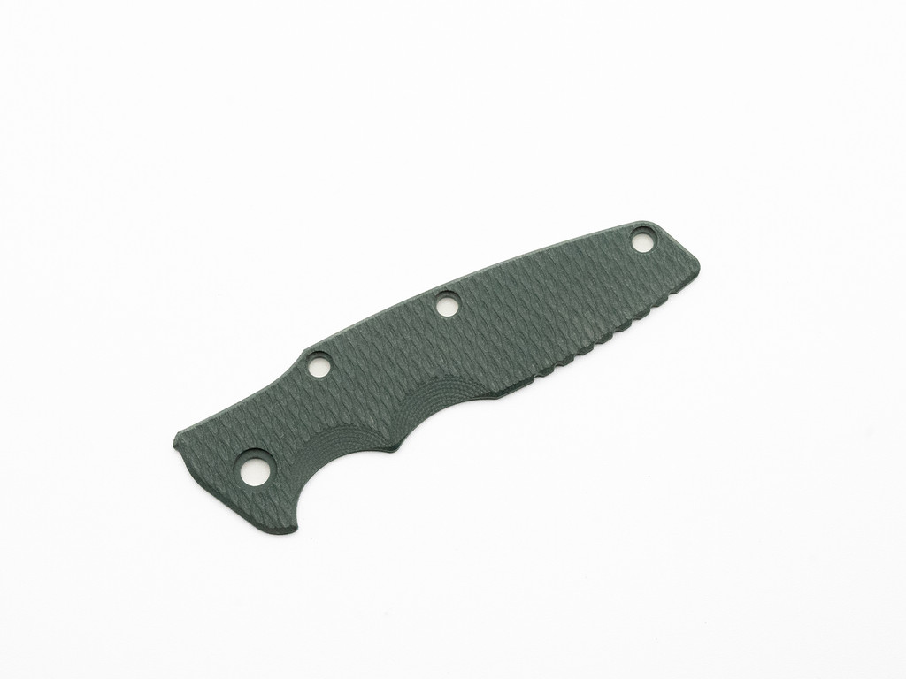 Rick Hinderer Knives Textured G-10 handle scale to fit Eklipse 3.5" - shown obverse.  Dark green. 
